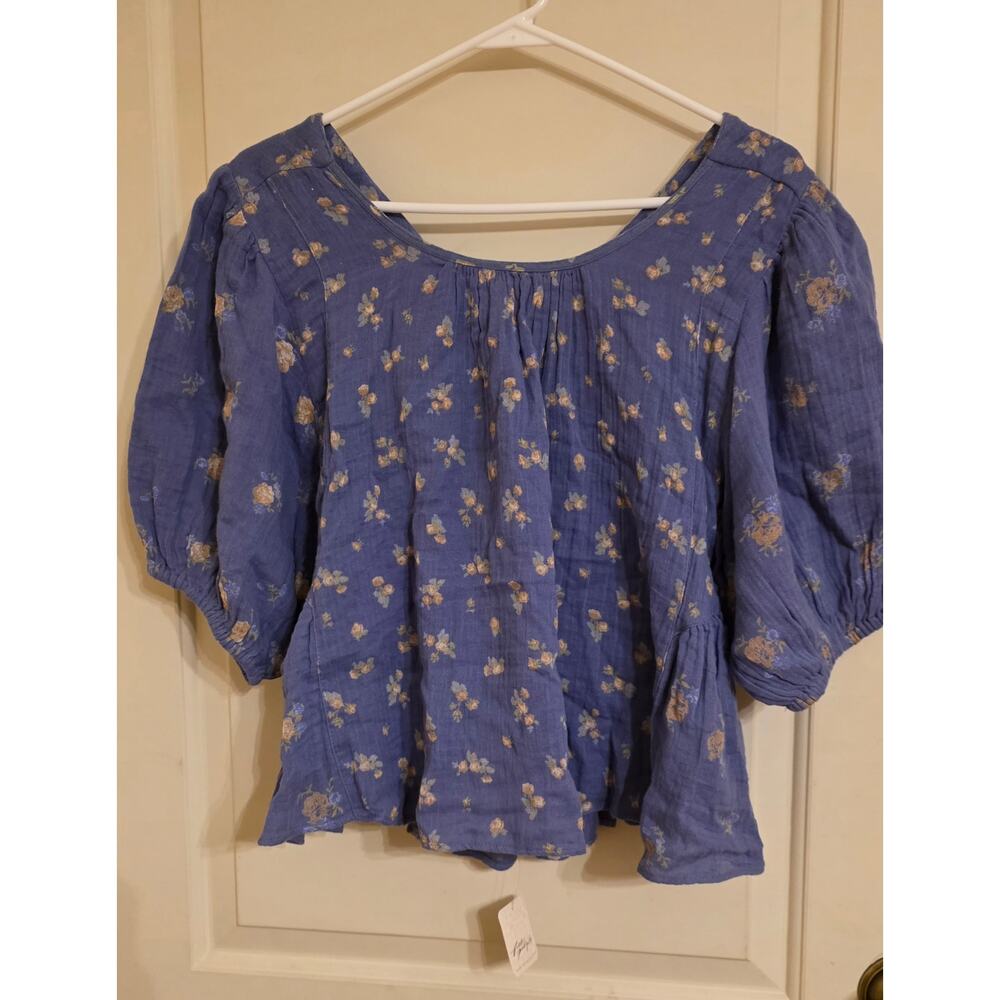 Nwt Free People Chloe Mixed Print Back Cutout Top - Picture 3 of 8
